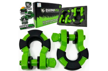 Image of Rhino USA 8 Ton Super Shackles w/ Isolators, Green, One Size, SUPERSHACK-GRN
