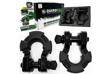 Image of Rhino USA 8 Ton Super Shackles w/ Isolators, Matte Black, One Size, SUPERSHACK-MATTE