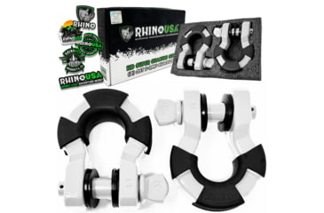Image of Rhino USA 8 Ton Super Shackles w/ Isolators, White, One Size, SUPERSHACK-WHT