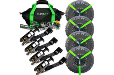 Image of Rhino USA Car Tie-Down Lasso Straps Flat-Hooks, Green, One Size, TD-VSLASSO-GRN-FLAT