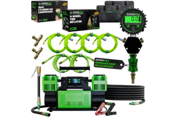 Image of Rhino Usa Dual Air Compressor + 4-Wheel Inflator Bundle, AC-COMP-TI4W-GRN
