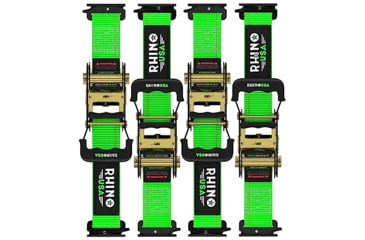 Image of Rhino USA E-Track Ratchet Tie-Down Straps, 4 per Pack, Green, 2inch x 16 ft, TD-SSET4X16-GRN