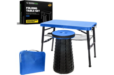 Image of Rhino USA Folding Camping Table w/ Stool Set, Blue, One Size, CA-FRTABSTL-BLU