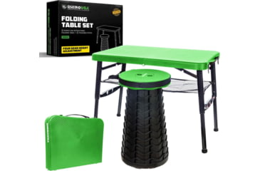 Image of Rhino USA Folding Camping Table w/ Stool Set, Green, One Size, CA-FRTABSTL-GRN
