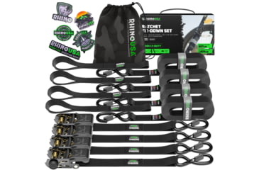 Image of Rhino Usa, Inc. 1" x 15 Ratchet Tie-Down Set 4-Pack, TD-RS1X15-APX