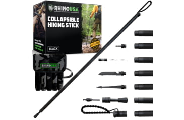 Image of Rhino Usa Tactical Hiking Stick w/ Integrated Survival Kit, AC-TOHIKST-BLK