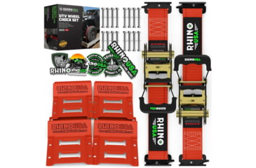 Image of Rhino USA UTV Wheel Chock Tie-Down Kit, 4-Wheel, Red, One Size, TD-SSCHOCK-2PK-RED