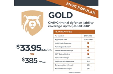 Image of Right To Bear Civil-Criminal Defense Liability Coverage Up To 1,000,000 w/Multi-State Coverage, Gold, 3