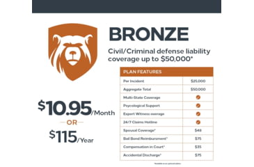 Image of Right To Bear Civil-Criminal Defense Liability Coverage Up To 50,000 w/Multi-State Coverage, Bronze, 1