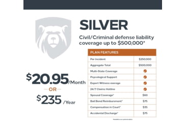 Image of Right To Bear Civil-Criminal Defense Liability Coverage Up To 500,000 w/Multi-State Coverage, Silver, 2