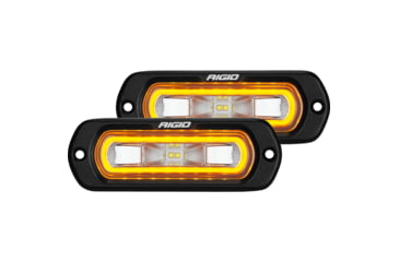 Image of Rigid Industries SR-L Series LED Flush Mount Spreader Light w/ Black Housing, Amber Halo, 53223