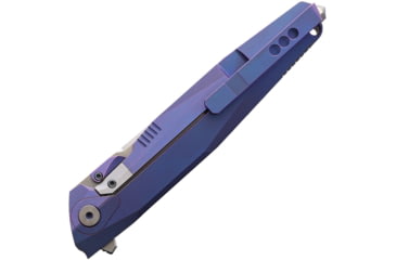 Image of Rike Knife 1707SB Tiium Blue Framelock Folding Pocket Folding Knife, 3.75in Satin M390 SS Drop Point, Blue Anodized Titanium Handle, Pocket Clip, Black Nylon Zippered Case, Blue, 1707S BLUE