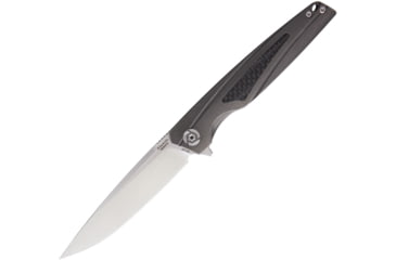 Image of Rike Knife 803 Kwaiken Framelock Folding Knife, 3.5in Satin Bohler M390 SS Drop Point, Gray Anodized Titanium Handle With Carbon Fiber Inlay, Pocket Clip, Black Nylon Case, RK803CH-DG
