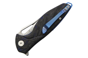 Image of Rike Knife Hummingbird Plus Linerlock Folding Knife, 3.5 Damasteel blade, Black and blue carbon fiber handle, RKHBPDBCF