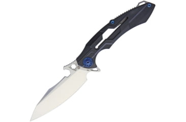Image of Rike Knife M1 Framelock Folding Knife, 4in Mirror 154Cm SS Blade, Black G10 Handle With Stonewash Titanium Back Handle, Pocket Clip, Black Nylon Case, RK-M3-G10-BLACK