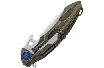 Image of Rike Knife M1 Framelock Folding Knife, 4in Mirror 154Cm SS Blade, Brown G10 Handle With Bronze Titanium Back Handle, Pocket Clip, Black Nylon Case, RKM3-KB