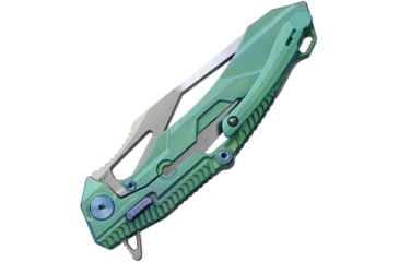 Image of Rike Knife M1 Framelock Folding Knife, 4in S35Vn SS Tanto Blade, Green Stonewash Titanium Handle, Pocket Clip, Thumb Pull, Stonewash And Satin Blade, Black Nylon Case, M1 GREEN