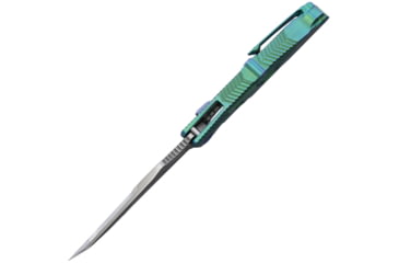 Image of Rike Knife M1 Framelock Folding Knife, 4in S35Vn SS Tanto Blade, Green Stonewash Titanium Handle, Pocket Clip, Thumb Pull, Stonewash And Satin Blade, Black Nylon Case, M1 GREEN