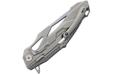 Image of Rike Knife M1 Framelock Folding Knife, 4in S35Vn SS Tanto Blade, Stonewash Titanium Handle, Pocket Clip, Thumb Pull, Stonewash And Satin Blade, Black Nylon Case, M1-SW