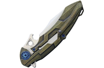 Image of Rike Knife M1 Framelock Folding Knife, 4in Satin Bohler M390 SS Blade, Carbon Fiber Handle With Bronze Anodized Titanium Back Handle, Pocket Clip, Black Nylon Case, M3-CFB