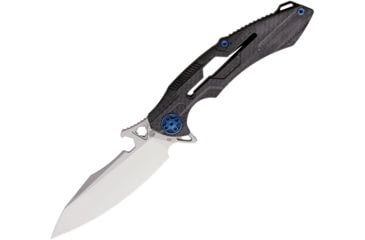 Image of Rike Knife M1 Framelock Folding Knife, 4in Satin Bohler M390 SS Blade, Carbon Fiber Handle With Bronze Anodized Titanium Back Handle, Pocket Clip, Black Nylon Case, M3-CFB