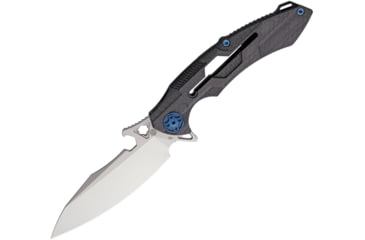 Image of Rike Knife M1 Framelock Folding Knife, 4in Satin Bohler M390 SS Blade, Carbon Fiber Handle With Green Anodized Titanium Back Handle, Pocket Clip, Black Nylon Case, M3-CFG