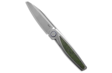 Image of Rike Knife Baidi-S Folding Knife, 3.43in, Bohler M390 Stainless Steel, Sheepsfoot Blade, Carbon Fiber, Titanium, Black/Green Handle, Black/Green/Gray, 7.68 inch, BHQ-208856