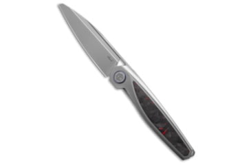 Image of Rike Knife Baidi-S Folding Knife, 3.43in, Bohler M390 Stainless Steel, Sheepsfoot Blade, Carbon Fiber, Titanium, Black/Red Handle, Black/Red/Gray, 7.68 inch, BHQ-208857
