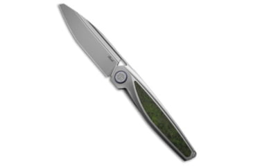 Image of Rike Knife Baidi-T Folding Knife, 3.43in, Bohler M390 Stainless Steel, Sheepsfoot Blade, Carbon Fiber, Titanium, Black/Green Handle, Black/Green/Gray, 7.68 inch, BHQ-208859