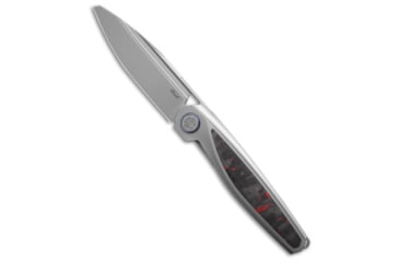 Image of Rike Knife Baidi-T Folding Knife, 3.43in, Bohler M390 Stainless Steel, Sheepsfoot Blade, Carbon Fiber, Titanium, Black/Red Handle, Black/Red/Gray, 7.68 inch, BHQ-208860