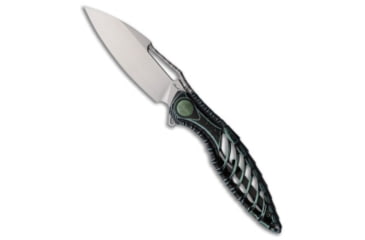Image of Rike Knife Thor 6 Folding Knife, 3.35in, Bohler M390 Stainless Steel, Drop Point Blade, Titanium, Black/Green Handle, Black/Green/Silver, 8.26 inch, BHQ-221716
