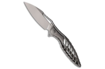 Image of Rike Knife Thor 6 Folding Knife, 3.35in, Bohler M390 Stainless Steel, Drop Point Blade, Titanium, Gray Handle, Gray/Dark Gray, 8.26 inch, BHQ-221713