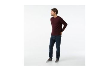 Image of Smartwool Ripple Ridge Crew Sweater-Men's, Tibetan Red H-Charcoal Heather, Extra Large, SW000297A78-XL