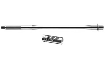 Image of Rise Armament CB-188 Competition Stainless Steel Barrel, 18.8in, Silver &amp; Rise Armament RA-701 Compensator, Stainless Steel, .223/5.56, Silver
