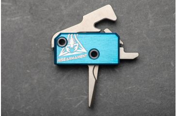Image of OpticsPlanet Exclusive RISE Armament RA-240 Enhanced Rifle Trigger, Straight, 3.5lb Pull, Blue/Silver, RA-242-ERT