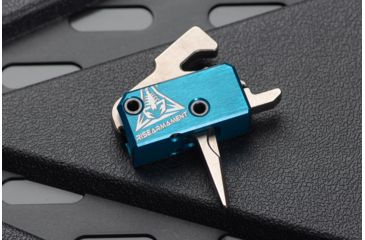 Image of OpticsPlanet Exclusive RISE Armament RA-240 Enhanced Rifle Trigger, Straight, 3.5lb Pull, Blue/Silver, RA-242-ERT