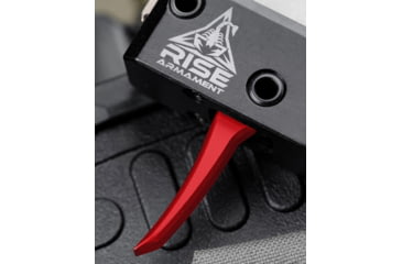 Image of RISE Armament RA-434 High Performance Trigger, w/Anti-Walk Pins, .308/.223 AR, 3.5 lb Pull Weight, Black/Red, RA-434-RED-AWP