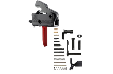 Image of RISE Armament RAVE 140 w/ AR-15 Lower Parts Kit, Flat, 3.5lb, Black/Red, T017F-RED-12003