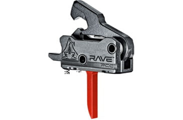 Image of RISE Armament Rave 9 mm PCC Trigger with Anti-Walk Pins, Flat, 3.5lb Pull Weight, Anodized, Black/Red, T017F-PCC-RED