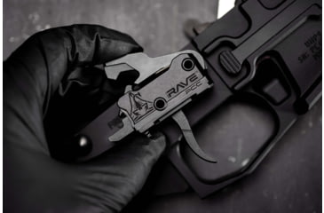 Image of RISE Armament Rave 9mm PCC Trigger with Anti-Walk Pins, Curved Blade, Black, T017-PCC-BLK