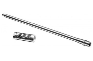 Image of Rise Armament SB-202 Sniper Stainless Steel Barrel, 20.2in, Silver &amp; Rise Armament RA-701 Compensator, Stainless Steel, .223/5.56, Silver