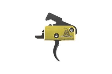 Image of RISE Armament Special Edition Don't Tread On Me AR Trigger And Charging Handle Bundle, Curved, Yellow, RA-140-212-DTOM-AWP
