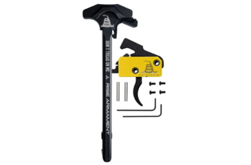Image of RISE Armament Special Edition Don't Tread On Me AR Trigger And Charging Handle Bundle, Curved, Yellow, RA-140-212-DTOM-AWP