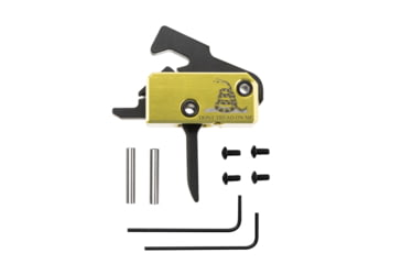 Image of RISE Armament Special Edition Don't Tread On Me AR Trigger And Charging Handle Bundle, Flat, Yellow, RA-140F-212-DTOM-AWP