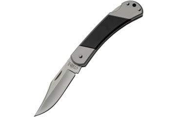 Image of Rite Edge Lockback G10 Folding Knife, 5in Closed, 3.88in Satin 440C Clip Point Blade, Black G10 Handle, Leather Sheath, RUC-4000G10