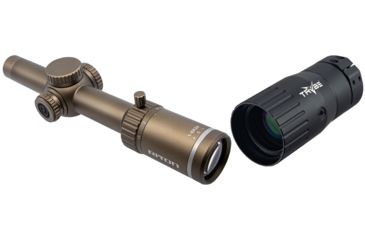 Image of Riton Optics X3 Tactix Rifle Scope, 1-8x24mm, 30mm Tube, Second Focal Plane, OT Reticle, Anodized, FDE, Red, 3T18ASIB with Trybe Optics Enhancer