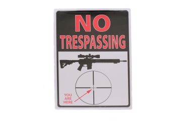 Image of River's Edge 12in.x17in. Weatherpoof Rolled Edge Tin Sign, Trespassing You're Here, 16in. Description 184630