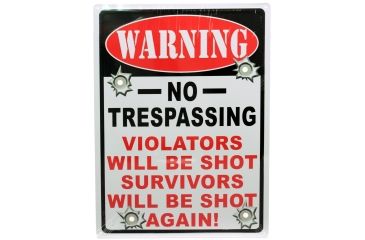 Image of River's Edge 12in.x17in. Weatherpoof Rolled Edge Tin Sign, Warning-No Trespassing 184658