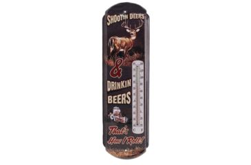 Image of River's Edge 5in.x17in. Tin Durable Power Coated Thermometer, Shootin Deers 184557