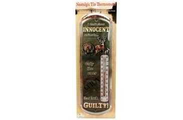 Image of River's Edge 5in.x17in. Tin Durable Power Coated Thermometer, Innocent Animals 184561